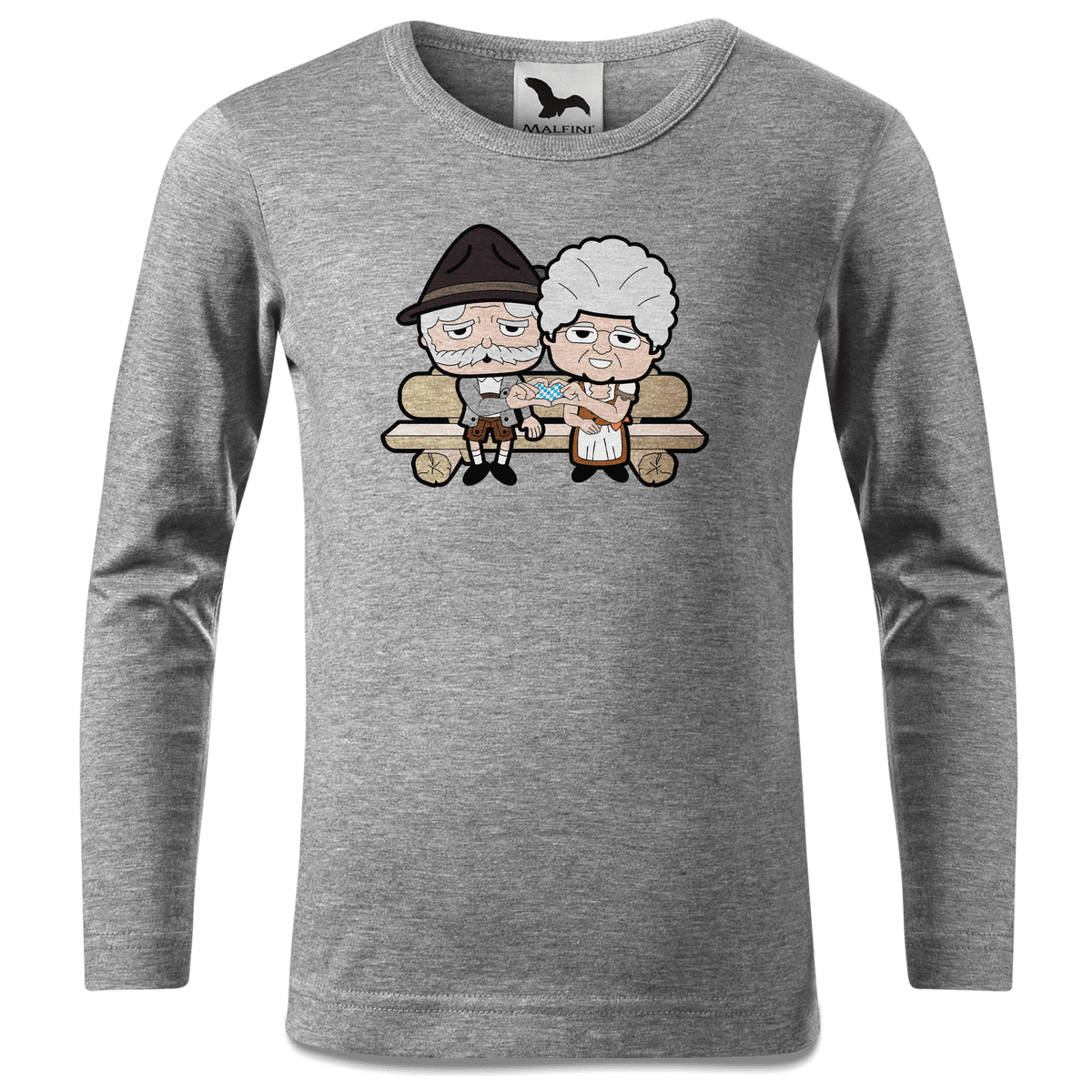 De Oid Sinzers Paar Gartenbank Longsleeve Kinder Grau Meliert Waldering Front