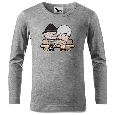 De Oid Sinzers Paar Gartenbank Longsleeve Kinder Grau Meliert Waldering Front