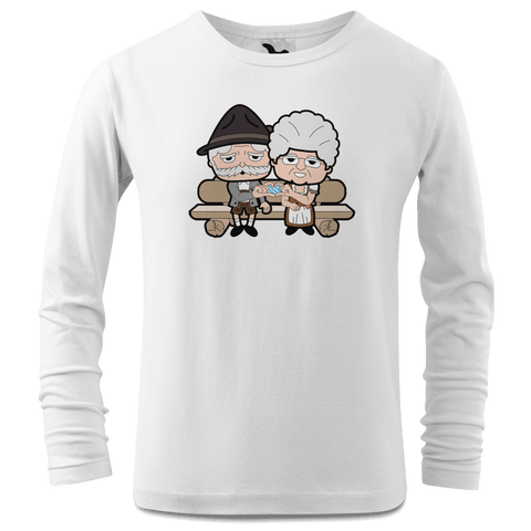 De Oid Sinzers Paar Gartenbank Longsleeve Kinder Weiss Westerndorf Front
