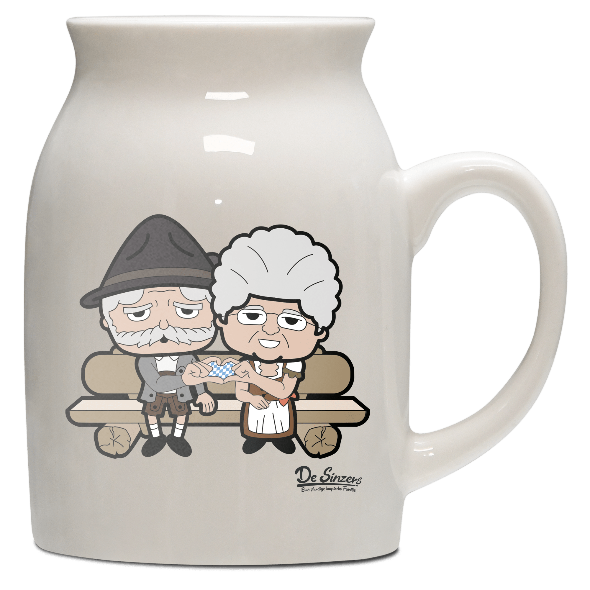 De Oid Sinzers Paar Gartenbank Milchkaennchen 320ml Altweiss Benediktenwand Front