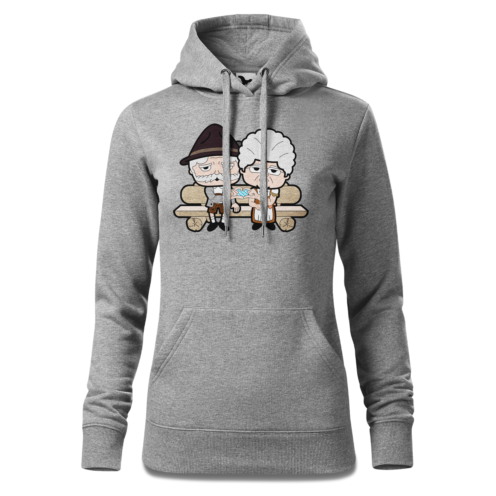 De Oid Sinzers Paar Gartenbank Sweatshirt Hoody Damen Grau Meliert Kieling Front