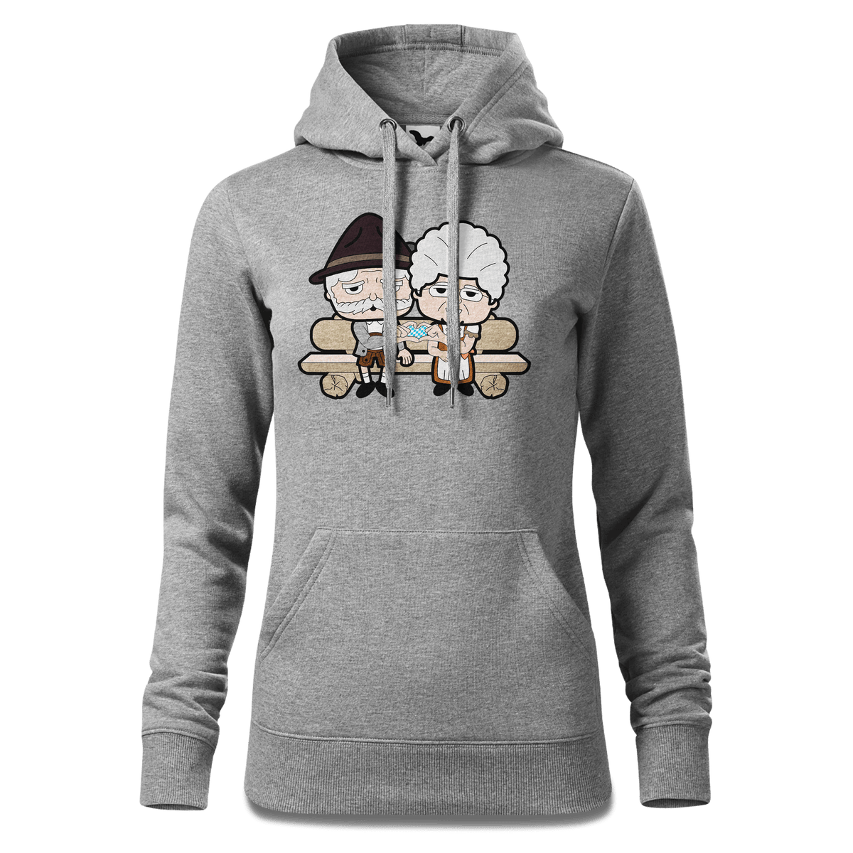 De Oid Sinzers Paar Gartenbank Sweatshirt Hoody Damen Grau Meliert Kieling Front