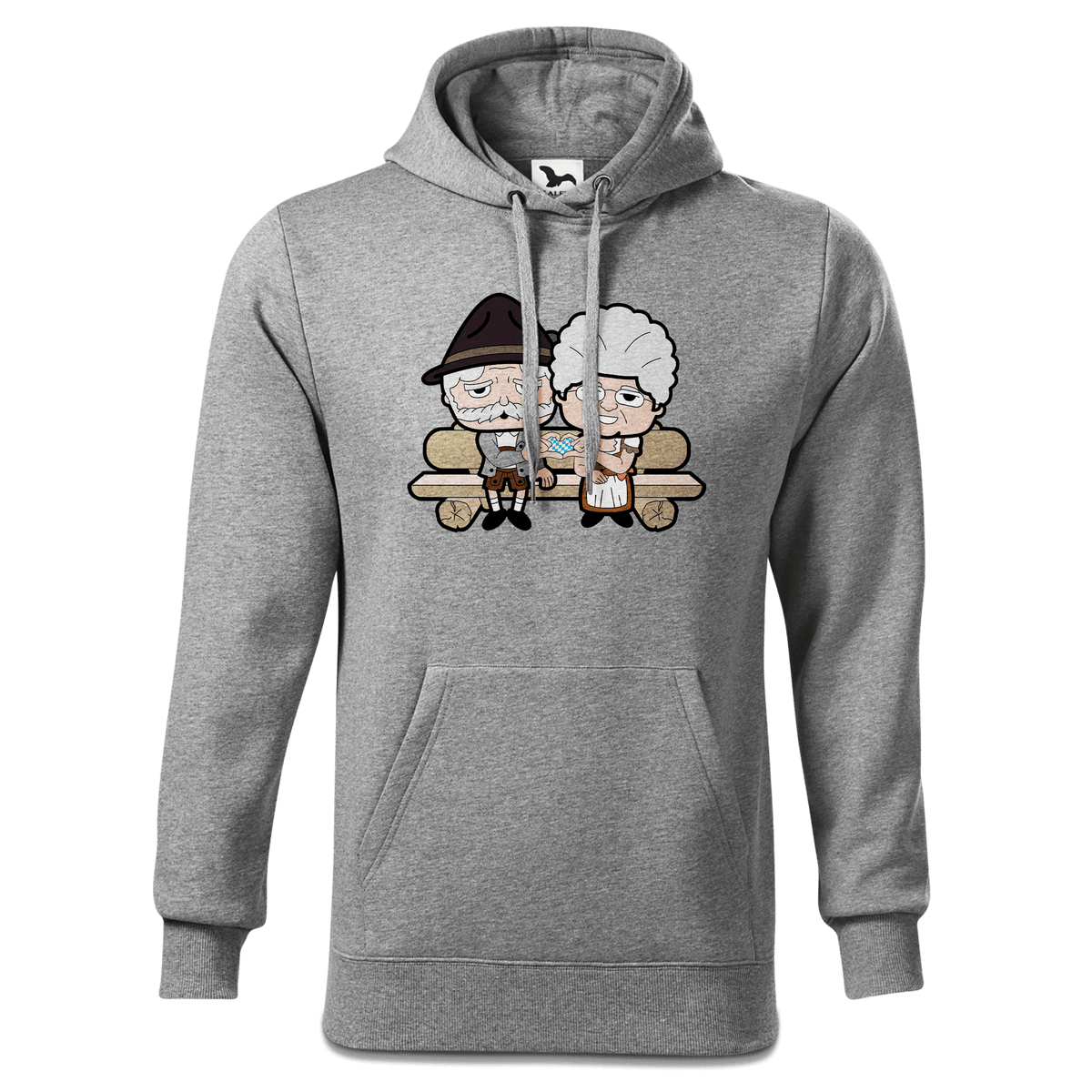 De Oid Sinzers Paar Gartenbank Sweatshirt Hoody Herren Grau Meliert Pulvermuehle Front