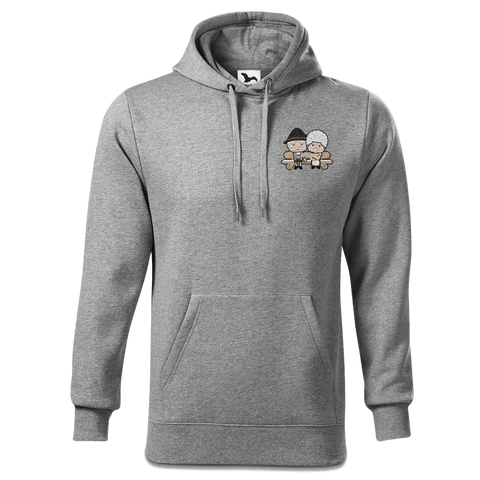 De Oid Sinzers Paar Gartenbank Sweatshirt Hoody Herren Grau Meliert Puster Front