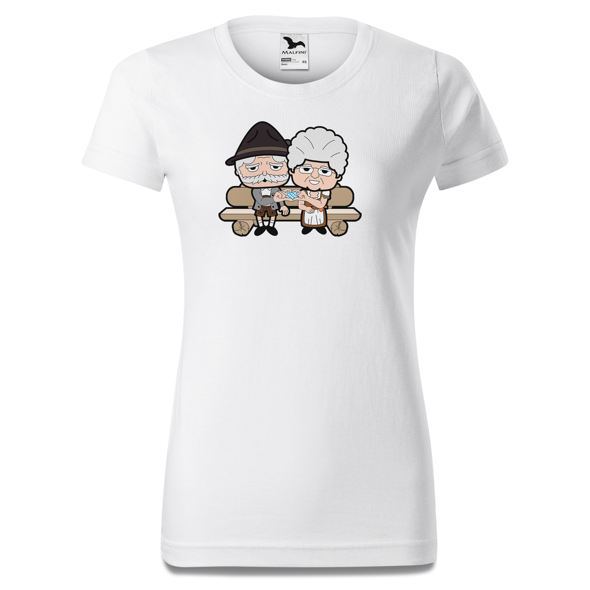 De Oid Sinzers Paar Gartenbank T Shirt Damen Weiss Gehering Front