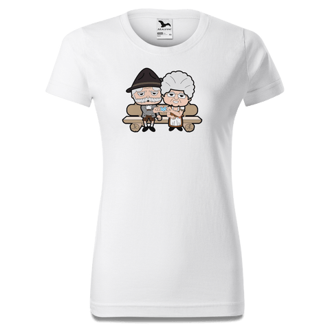 De Oid Sinzers Paar Gartenbank T Shirt Damen Weiss Gehering Front