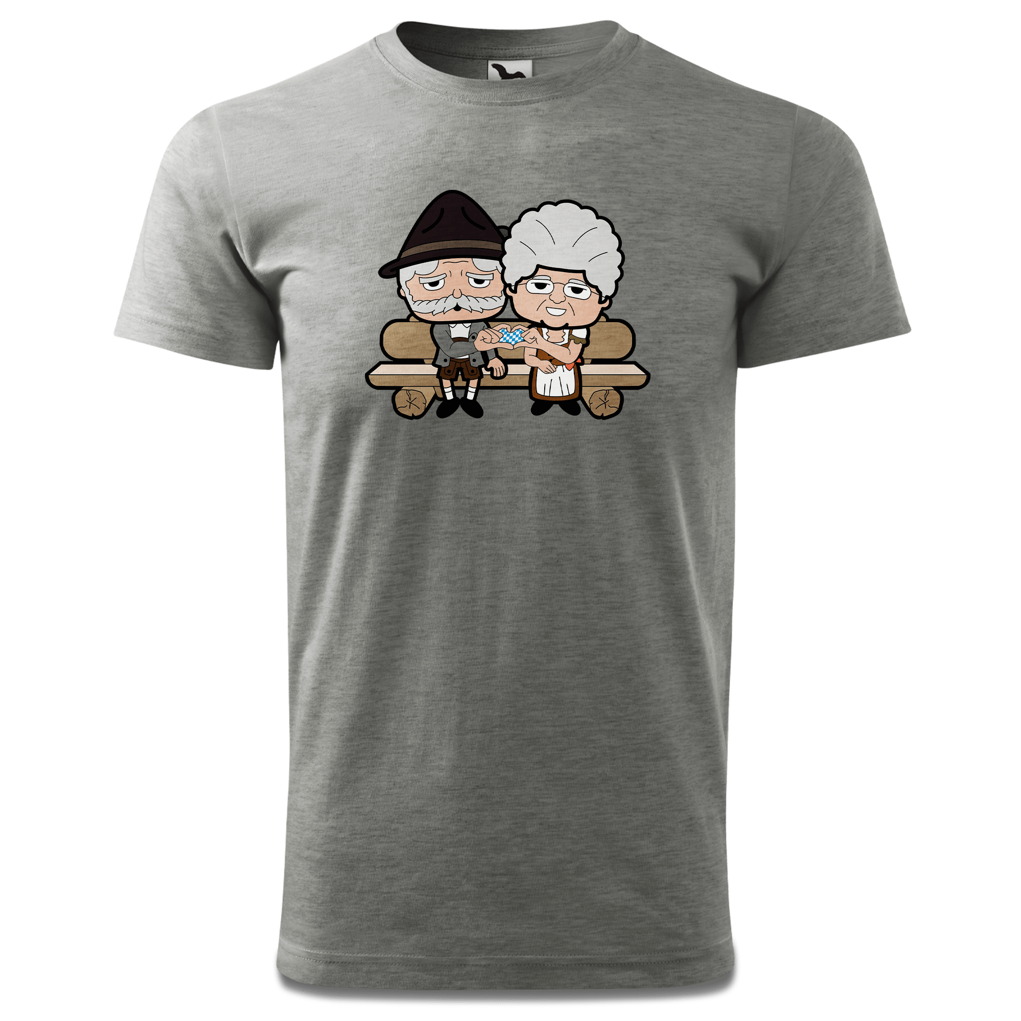 De Oid Sinzers Paar Gartenbank T Shirt Herren Grau Meliert Hofau Front