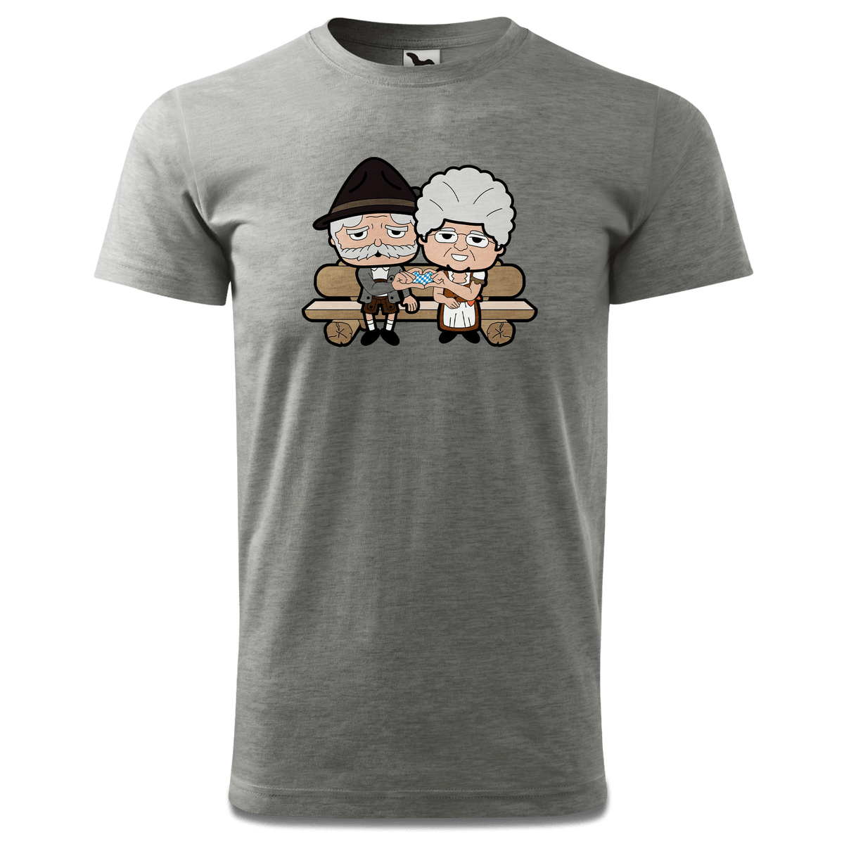 De Oid Sinzers Paar Gartenbank T Shirt Herren Grau Meliert Hofau Front