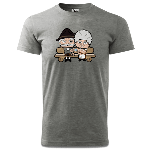 De Oid Sinzers Paar Gartenbank T Shirt Herren Grau Meliert Hofau Front