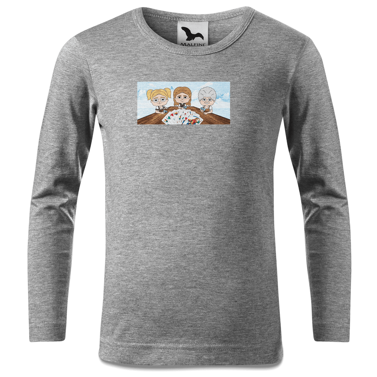 De Sinzers Buam Schafkopfspiel Longsleeve Kinder Grau Meliert Waldering Front