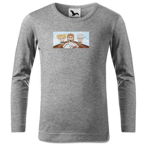 De Sinzers Buam Schafkopfspiel Longsleeve Kinder Grau Meliert Waldering Front