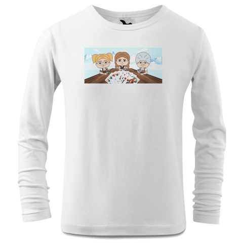 De Sinzers Buam Schafkopfspiel Longsleeve Kinder Weiss Westerndorf Front