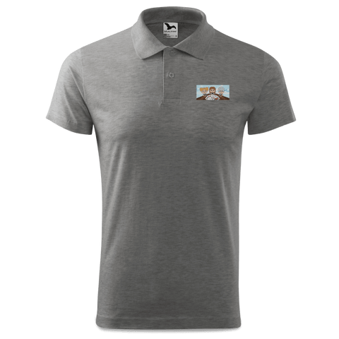 De Sinzers Buam Schafkopfspiel Polo Shirt Herren Grau Meliert Leiten Front