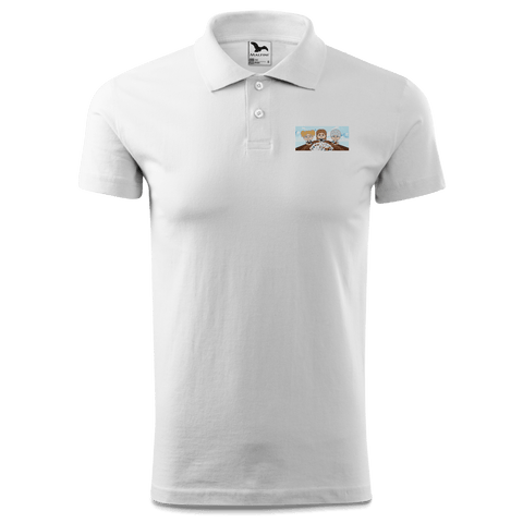 De Sinzers Buam Schafkopfspiel Polo Shirt Herren Weiss Murnau Front