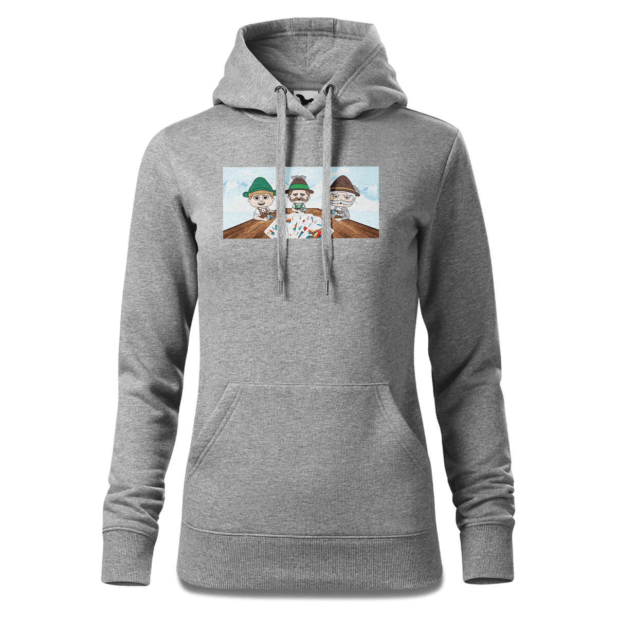 De Sinzer Buam Schafkopfspiel Sweatshirt Hoody Damen Grau Meliert Kieling Front