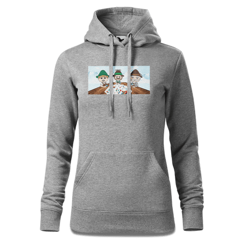 De Sinzer Buam Schafkopfspiel Sweatshirt Hoody Damen Grau Meliert Kieling Front