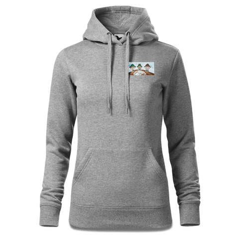 De Sinzer Buam Schafkopfspiel Sweatshirt Hoody Damen Grau Meliert Kleinholzen Front