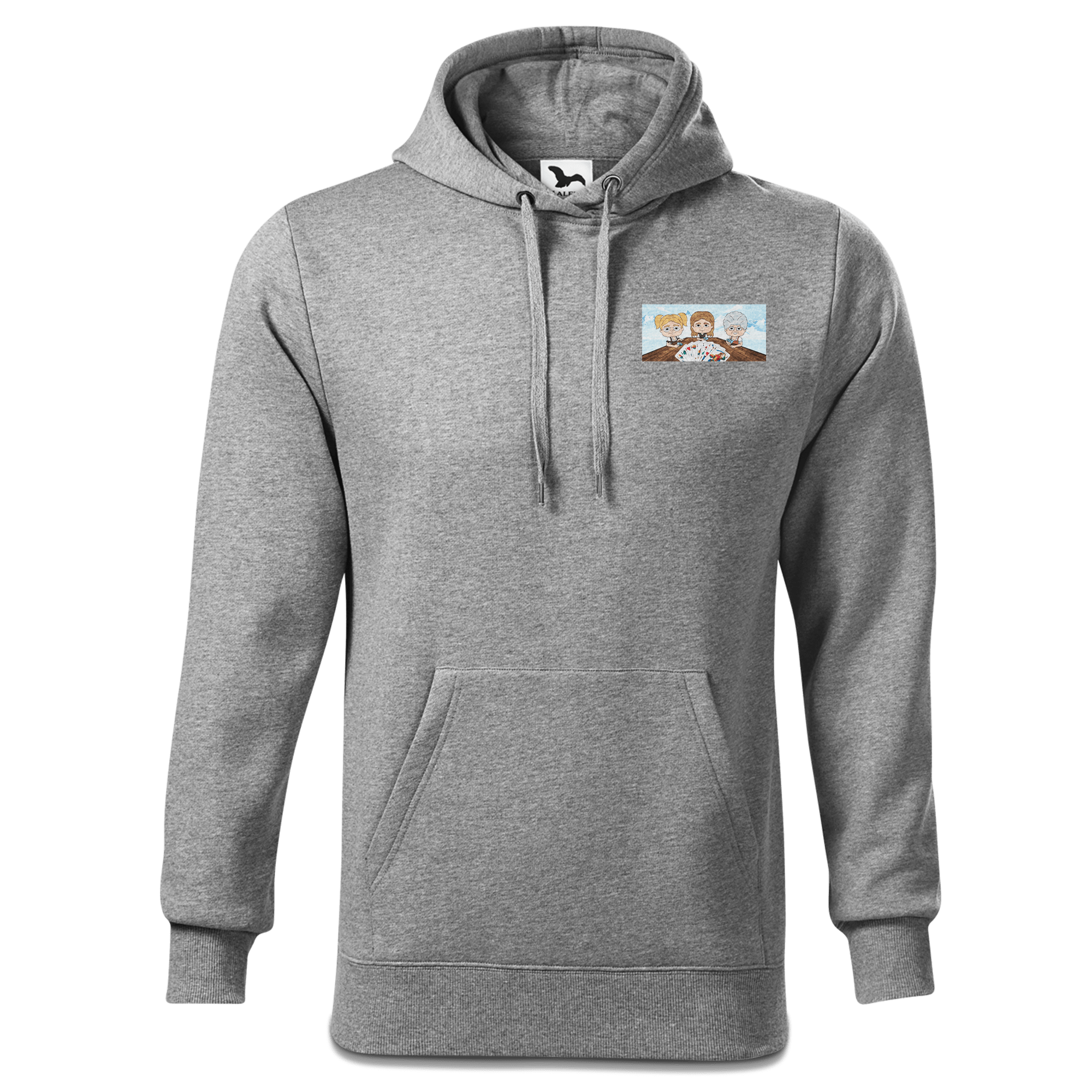 De Sinzer Buam Schafkopfspiel Sweatshirt Hoody Herren Grau Meliert Puster Front