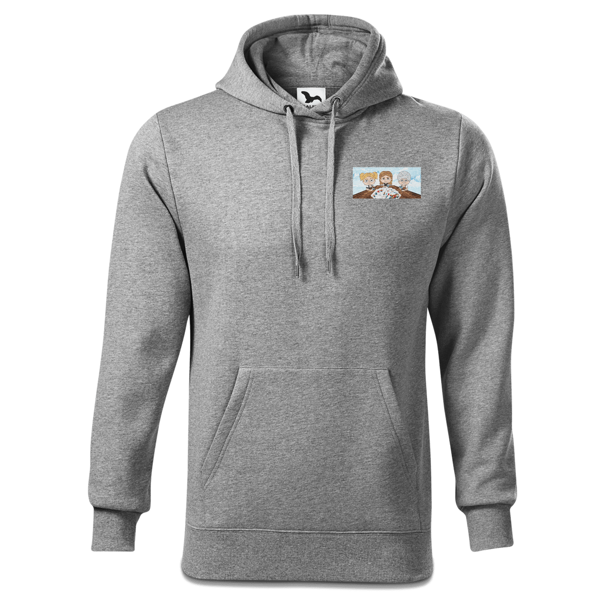 De Sinzer Buam Schafkopfspiel Sweatshirt Hoody Herren Grau Meliert Puster Front