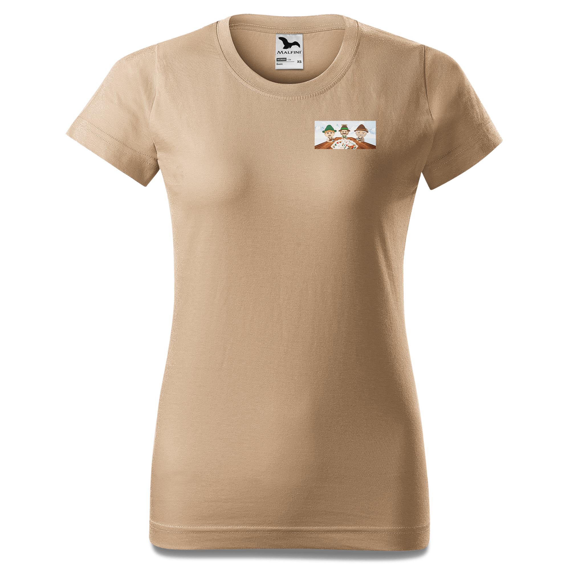 De Sinzers Buam Schafkopfspiel T Shirt Damen Sand Fussen Front