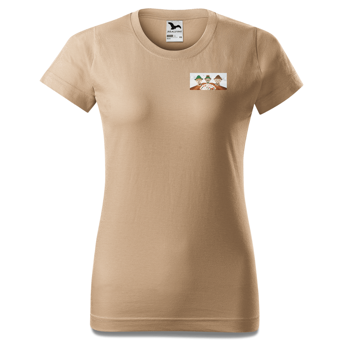 De Sinzers Buam Schafkopfspiel T Shirt Damen Sand Fussen Front