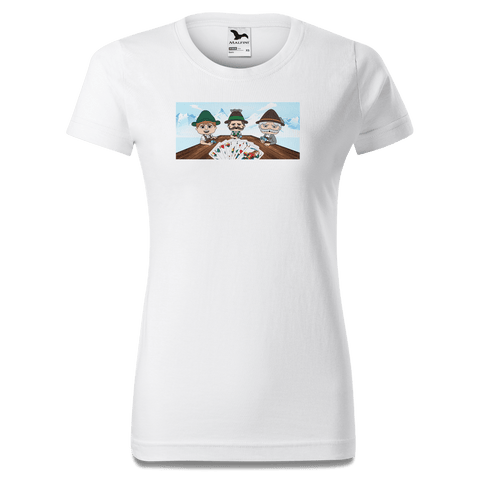 De Sinzers Buam Schafkopfspiel T Shirt Damen Weiss Gehering Front