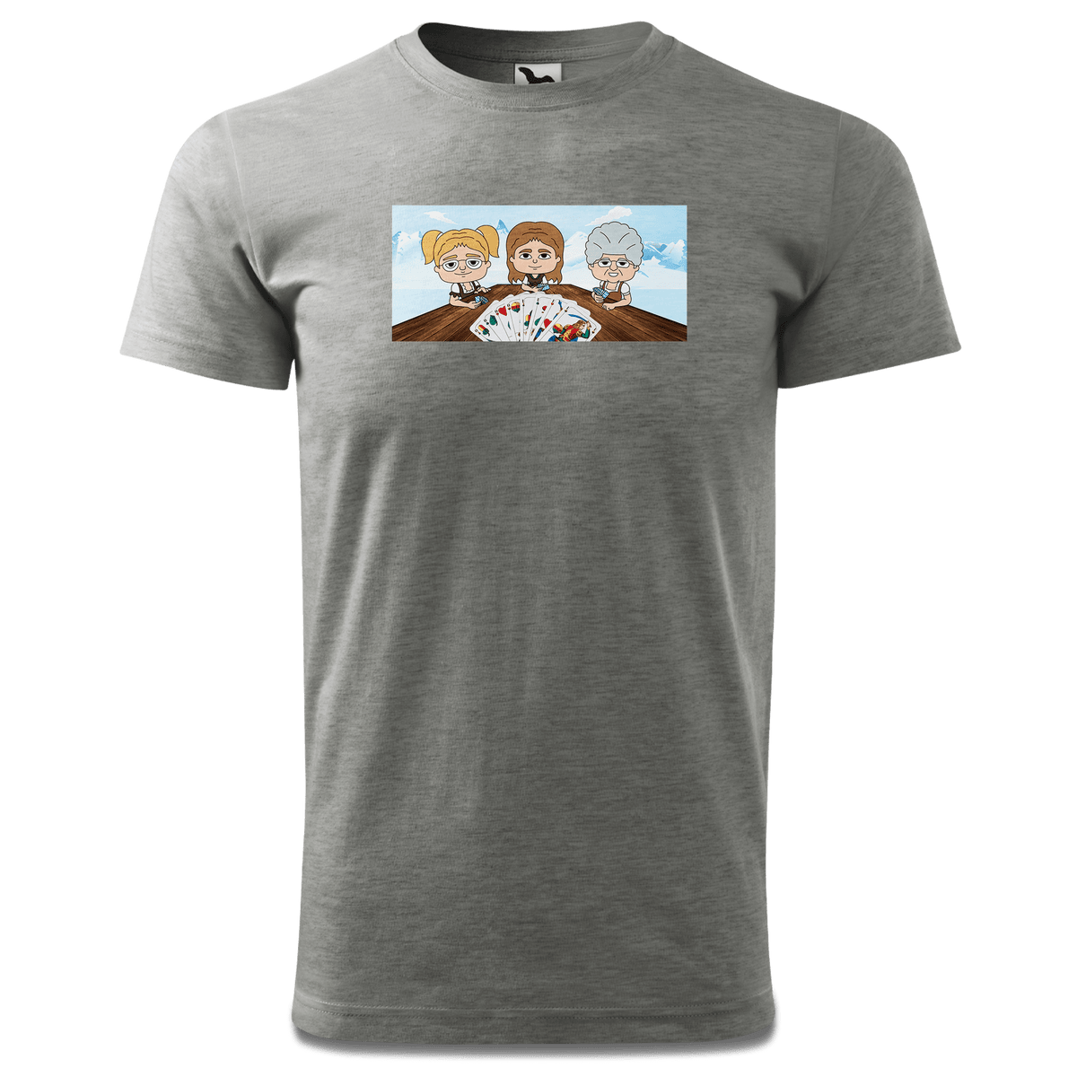 De Sinzer Buam Schafkopfspiel T Shirt Herren Grau Meliert Hofau Front