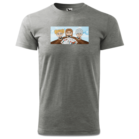 De Sinzer Buam Schafkopfspiel T Shirt Herren Grau Meliert Hofau Front