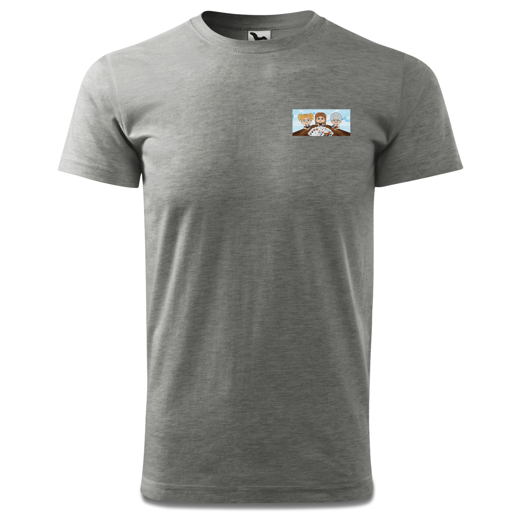 De Sinzer Buam Schafkopfspiel T Shirt Herren Grau Meliert Hofleiten Front