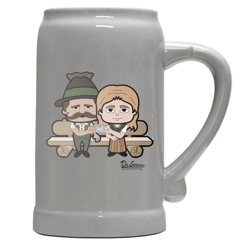 De Sinzers Paar Gartenbank Bierkrug 1000ml Grau Zugspitze Front