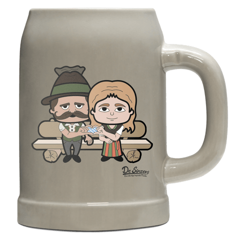 De Sinzers Paar Gartenbank Bierkrug 500ml Grau Watzmann Front
