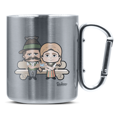De Sinzers Paar Gartenbank Edelstahl Kaffeetasse silberer Karabiner 320ml Grosser Traithen Front