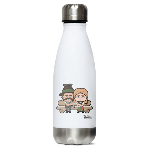 De Sinzers Paar Gartenbank Edelstahl Thermoflasche 350ml Weiss Silber Kreuzspitze Front