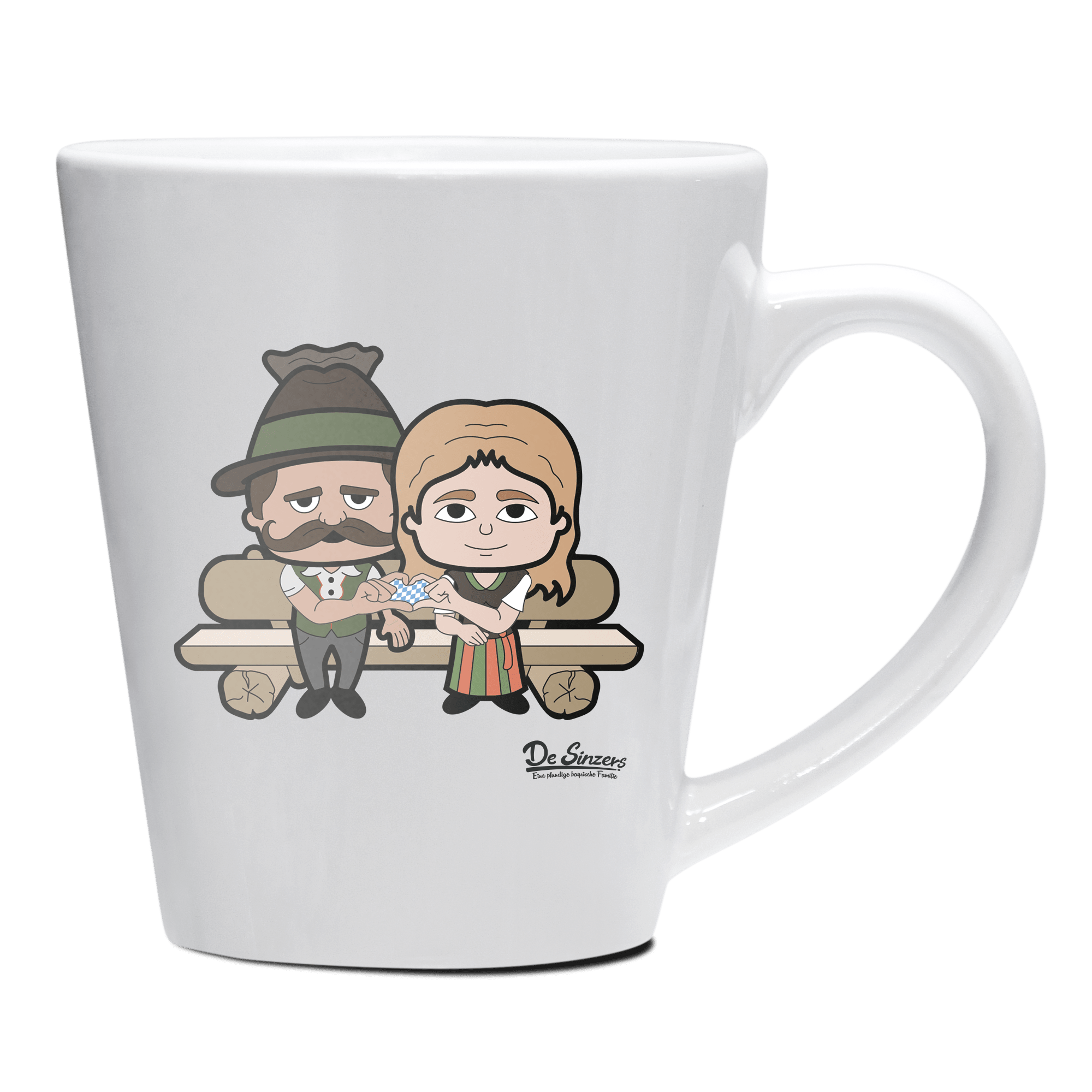 De Sinzers Paar Gartenbank Keramik Kaffeetasse 200ml Weiss Herzogstand Front