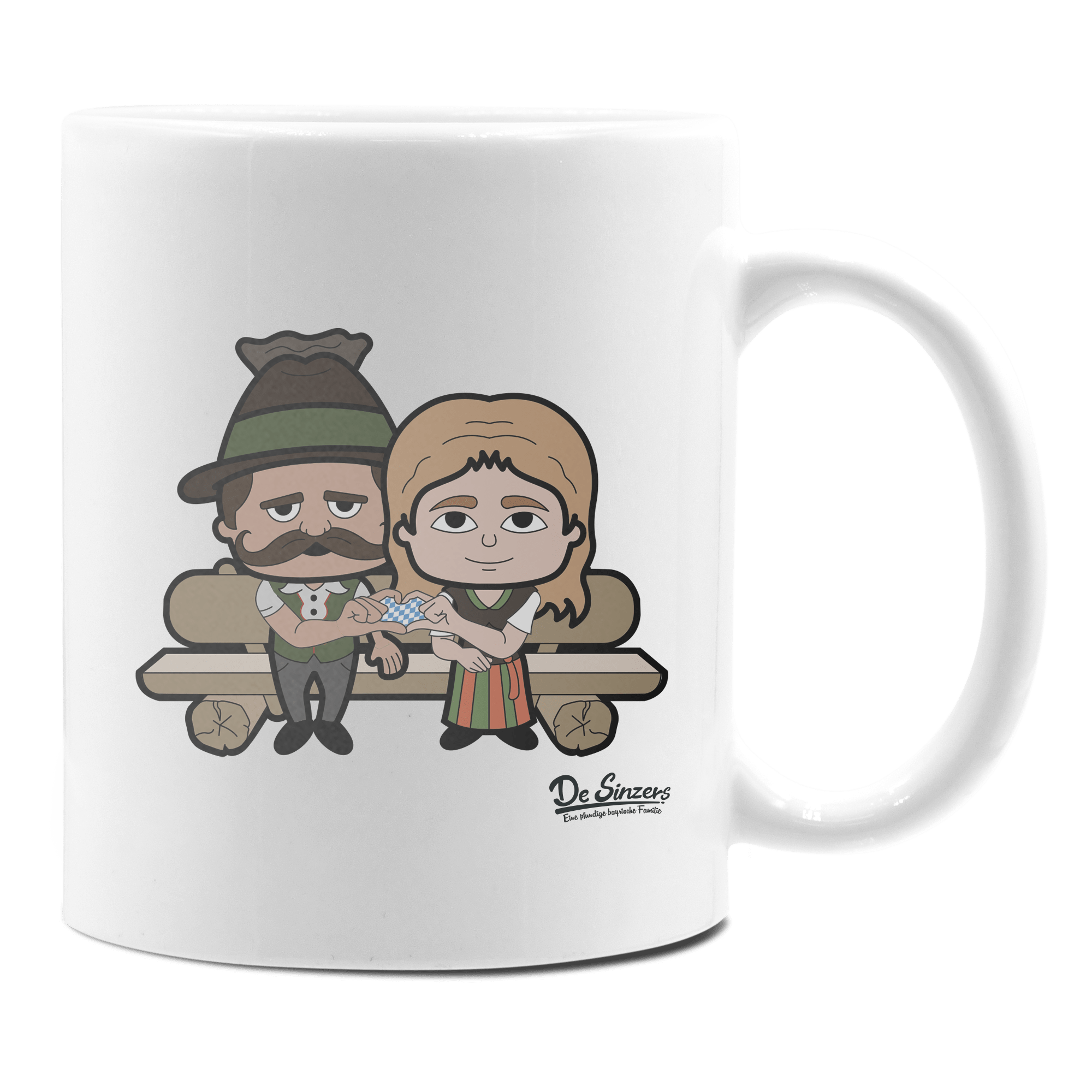 De Sinzers Paar Gartenbank Keramik Kaffeetasse 330ml Weiss Rampoldplatte Front