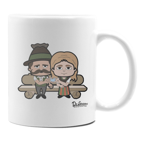 De Sinzers Paar Gartenbank Keramik Kaffeetasse 330ml Weiss Rampoldplatte Front