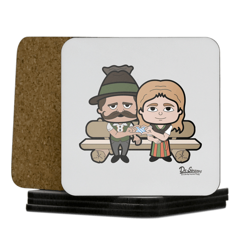 De Sinzers Paar Gartenbank Korkuntersetzer 5er Set 95 x 95 mm Weiss Karkopf Front