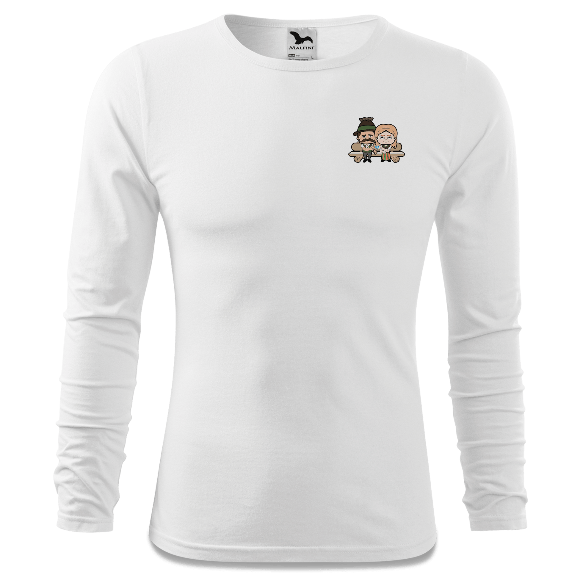 De Sinzers Paar Gartenbank Longsleeve Fitted Herren Weiss Kohlhaufmuehle Front