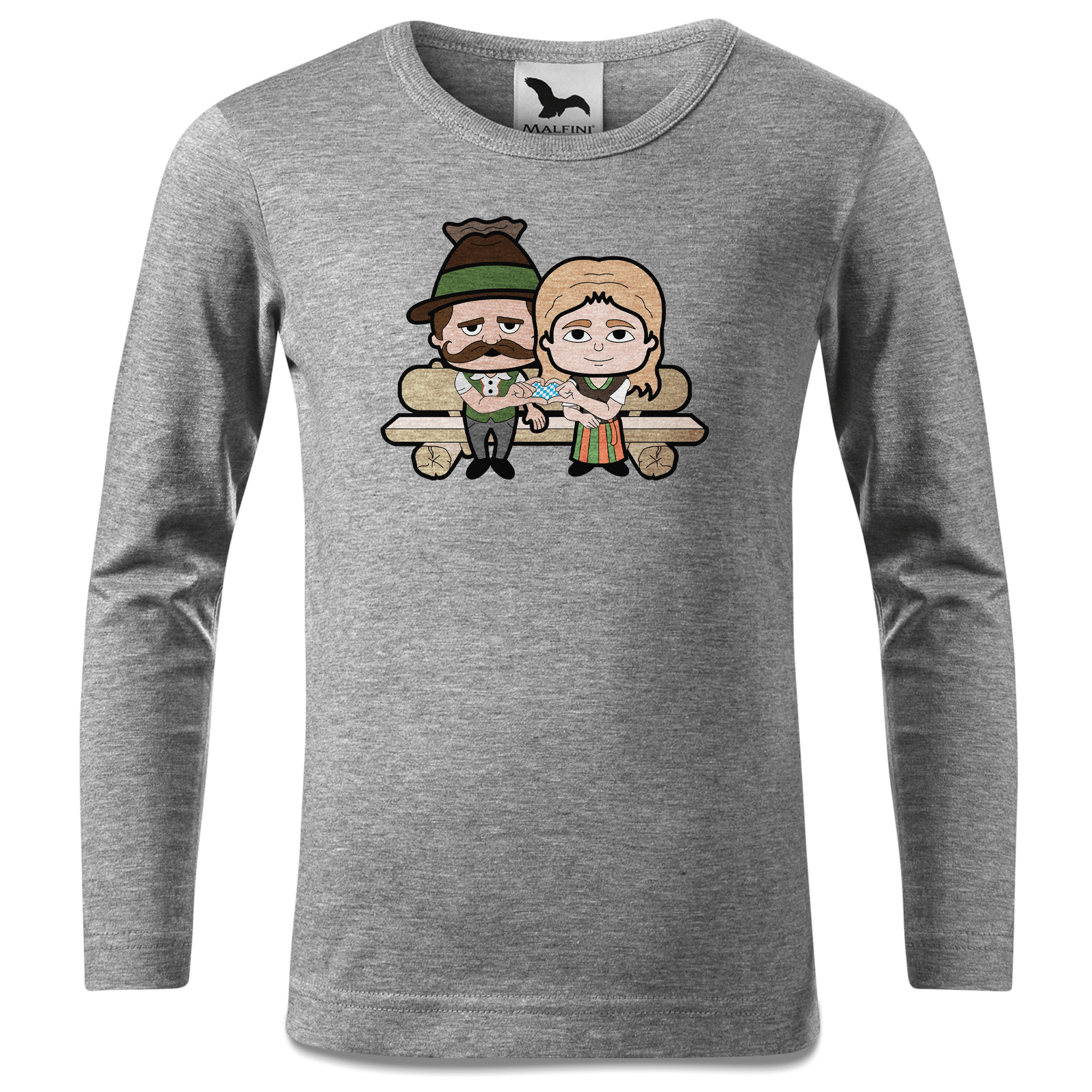 De Sinzers Paar Gartenbank Longsleeve Kinder Grau Meliert Waldering Front