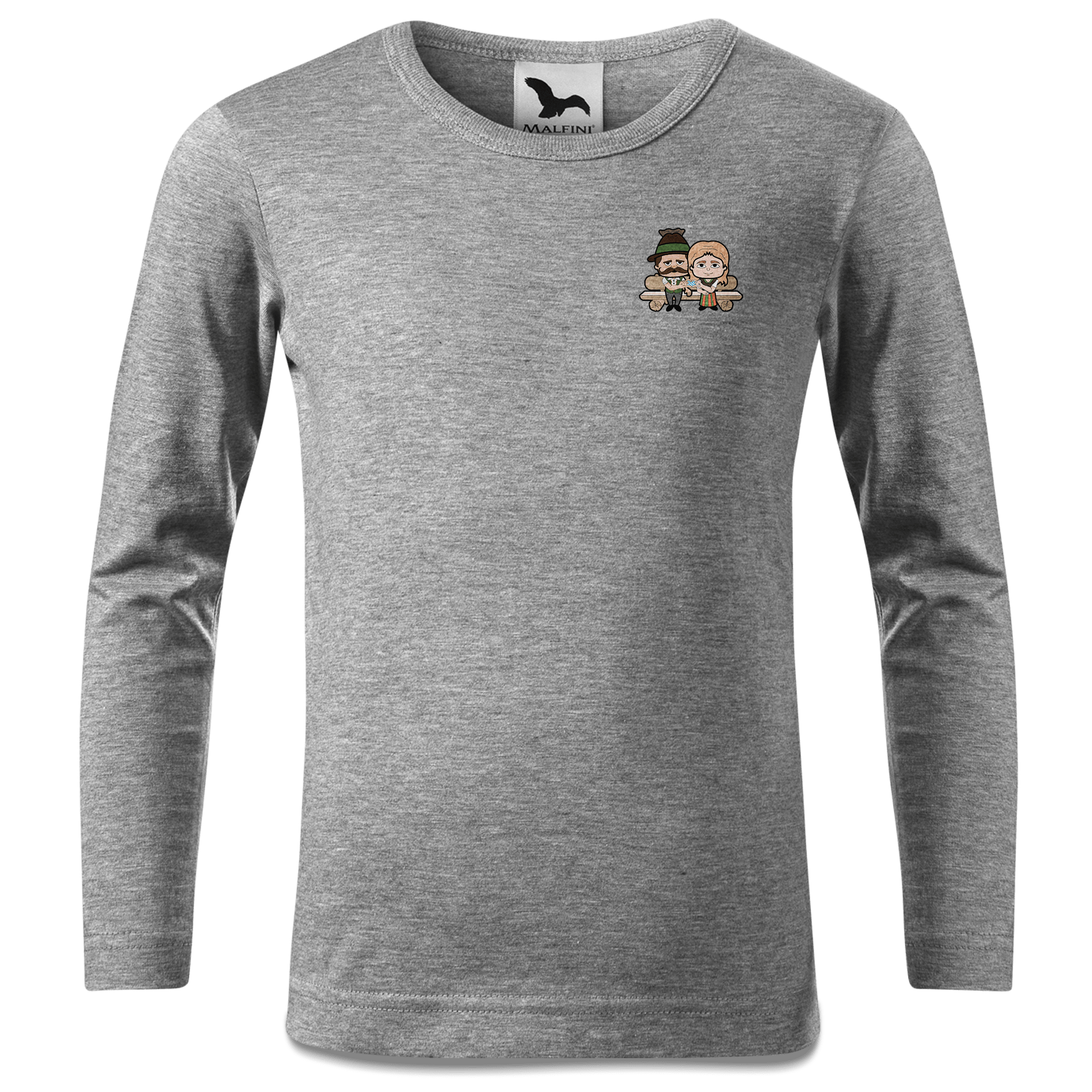 De Sinzers Paar Gartenbank Longsleeve Kinder Grau Meliert Weinberg Front