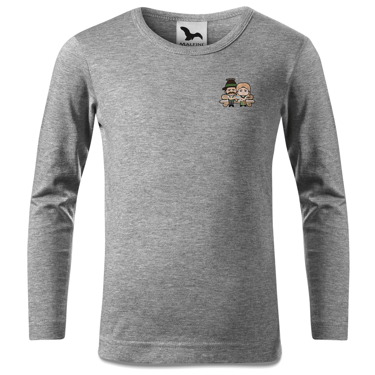 De Sinzers Paar Gartenbank Longsleeve Kinder Grau Meliert Weinberg Front