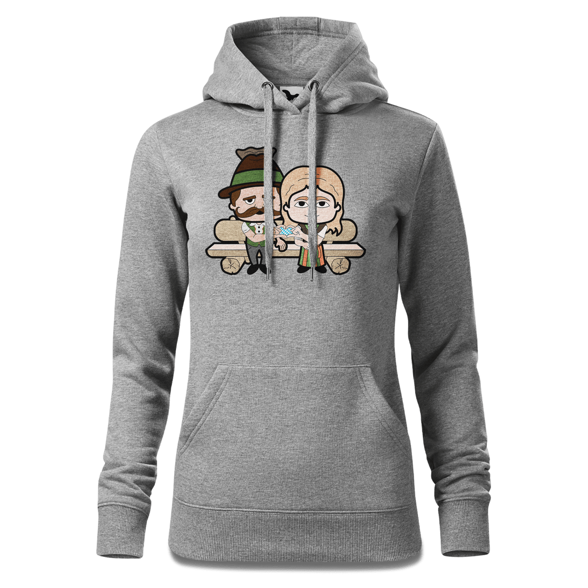 De Sinzers Paar Gartenbank Sweatshirt Hoody Damen Grau Meliert Kieling Front