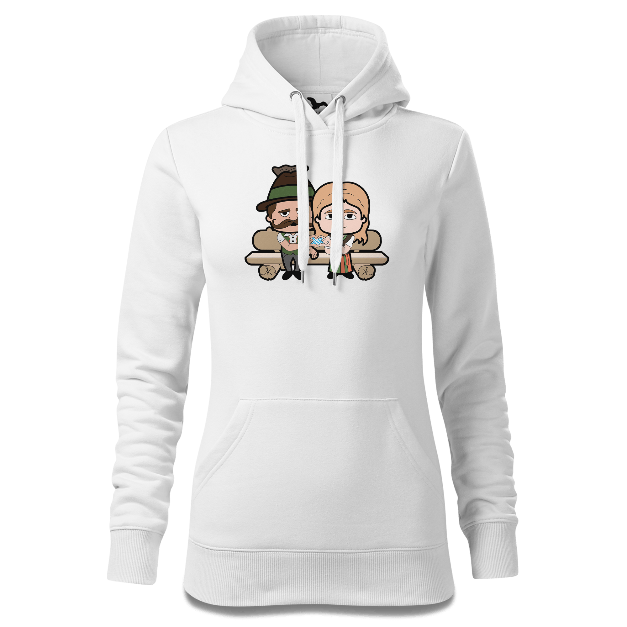 De Sinzers Paar Gartenbank Sweatshirt Hoody Damen Weiss Eckenholz Front