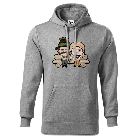 De Sinzers Paar Gartenbank Sweatshirt Hoody Herren Grau Meliert Pulvermuehle Front