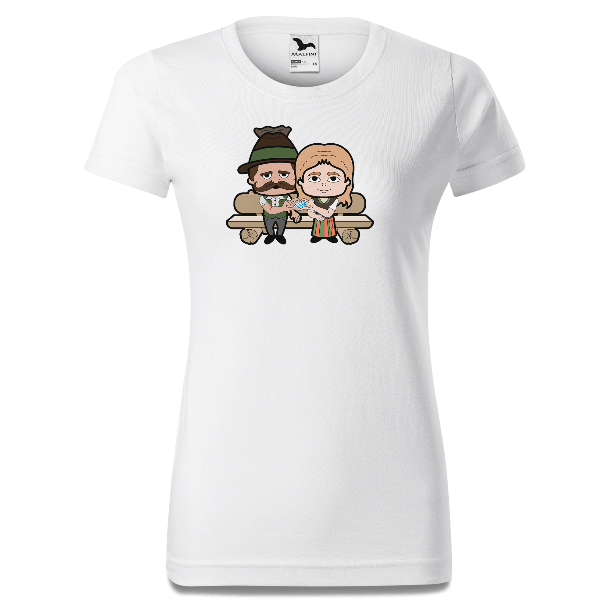 De Sinzers Paar Gartenbank T Shirt Damen Weiss Gehering Front