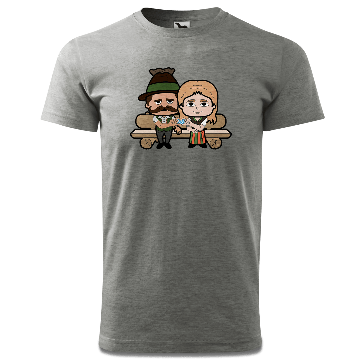 De Sinzers Paar Gartenbank T Shirt Herren Grau Meliert Hofau Front