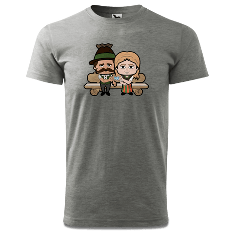 De Sinzers Paar Gartenbank T Shirt Herren Grau Meliert Hofau Front