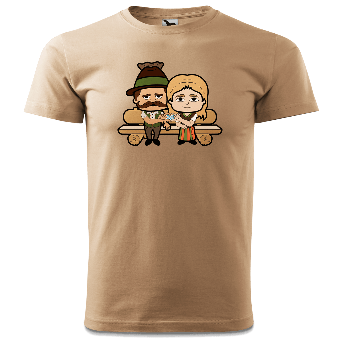De Sinzers Paar Gartenbank T Shirt Herren Sand Hofmuehle Front