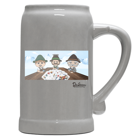 De Sinzers Weiber Schafkopfspiel Bierkrug 1000ml Grau Zugspitze Front