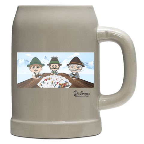 De Sinzers Weiber Schafkopfspiel Bierkrug 500ml Grau Watzmann Front